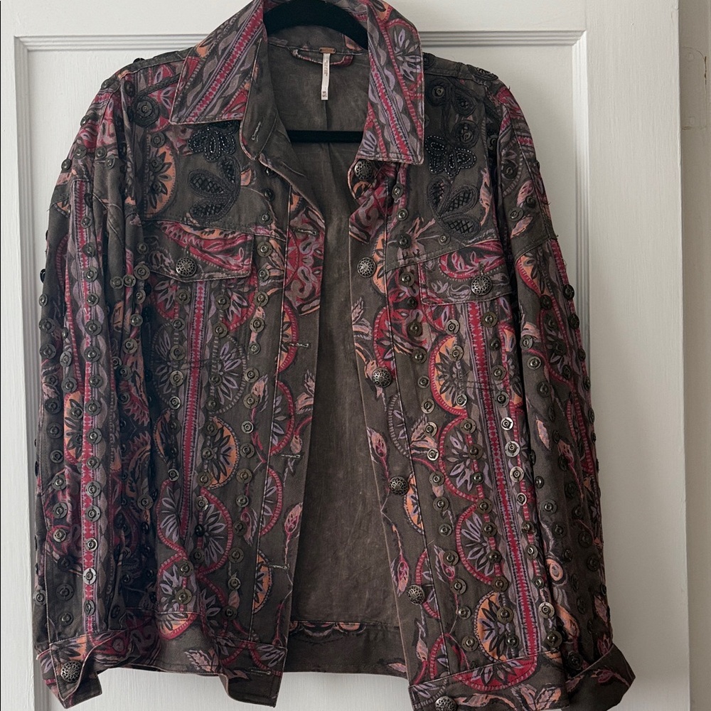 Free People Floral Embroidered Jacket